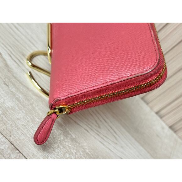 PRADA Saffiano Leather Zip Around Long Wallet in Dusty Pink - Picture 9 of 14
